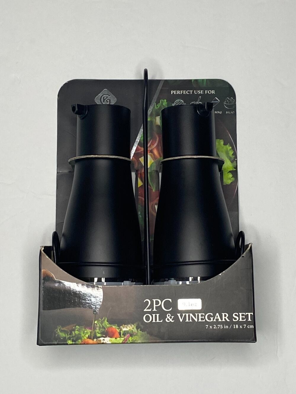 Oil and Vinegar Set 9.1oz 7in x 2.75in Gourmet Home Products Black Metal